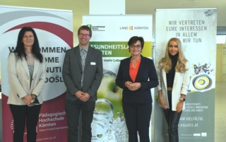Sabine Strauß (PH-Kärnten), Michael Zeiler (MedUni Wien), LHStv.in Beate Prettner, Sarah Pucker (Gesundheitsland Kärnten)